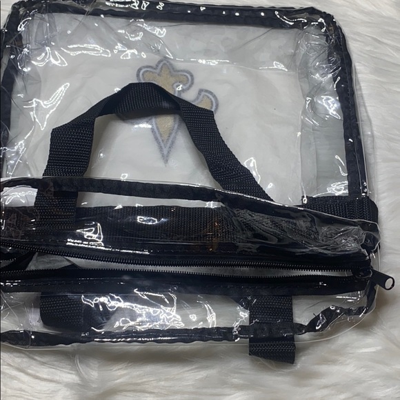 3-pc Set, New Orleans ‘SAINTS’ NFL Clear Tote/Bag, Adult Poncho, Keystrap, NWTag - Picture 6 of 15